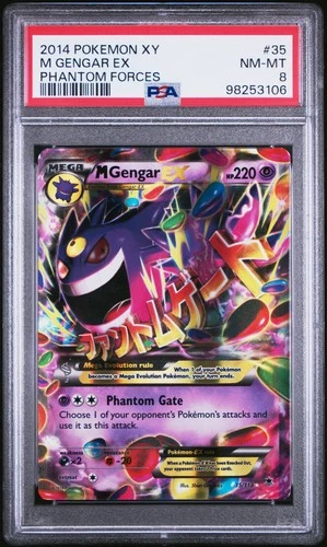 2014 POKEMON XY PHANTOM FORCES #35 M GENGAR EX PSA 8