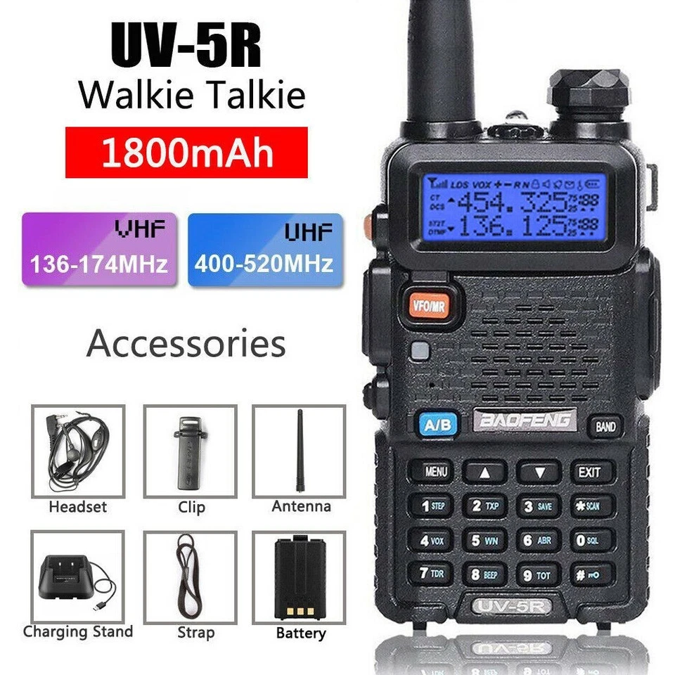 Lot Baofeng UV-5R Walkie Talkie Dual Band UHF VHF Ham FM Two Way Radio Black UK - Image 4 of 4