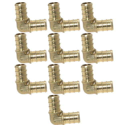 10 Pack XFITTING 1/2" PEX B Elbow - Brass Crimp Fittings , Lead Free