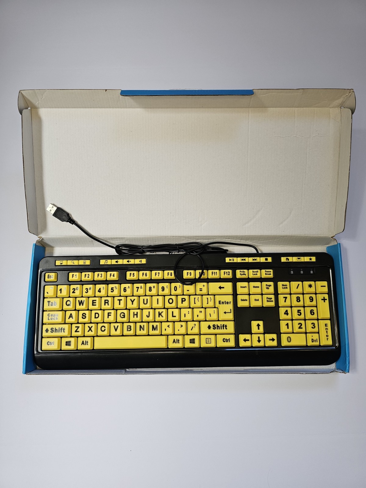 Adesso AKB-132UY - Luminous 4 X Large Print Multimedia Desktop USB Keyboard