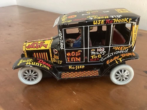 Vintage Marx tin lithographed Wind-up jalopy toy car 1950s