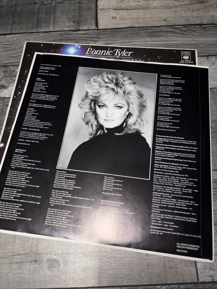 Bonnie Tyler - Faster Than The Speed Of Night - 12” Vinyl Record LP 1983 CBS UK Foto 3 de 4