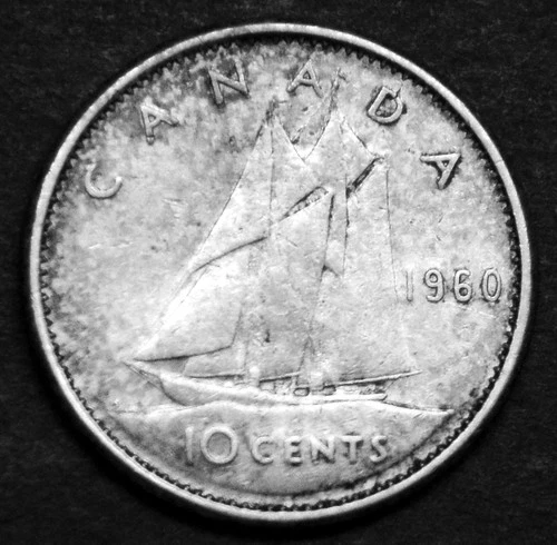 1960 10¢ silver coin that shows details