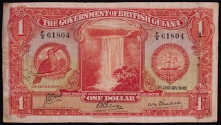 British Guiana 1 Dollar 1942 King George VI P 12 (N2006) BA H