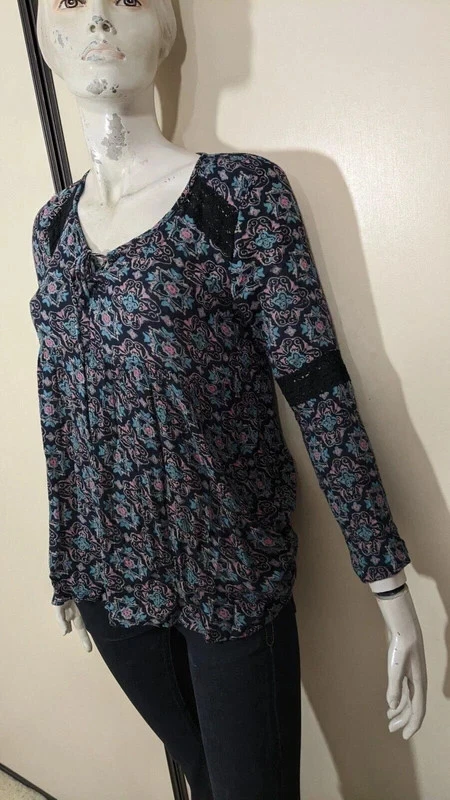 Hollister Taille 36 Blouse manches longues femme noir bleu rose - Photo 2/4