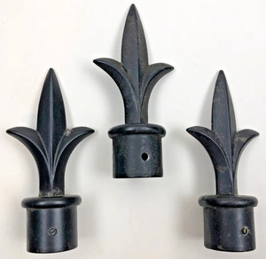 3 White Metal Fence Pole Topper Finials Trident Spear Spearhead Design - USED