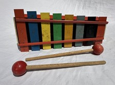 Vintage Tudor Tru-Tone Xylophone With Box 8 Colored Tone Bars Hi-Fi Sound