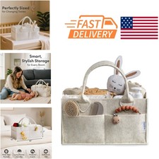 Baby Diaper Caddy Organizer XL White Felt Nursery Storage Basket for Essentials