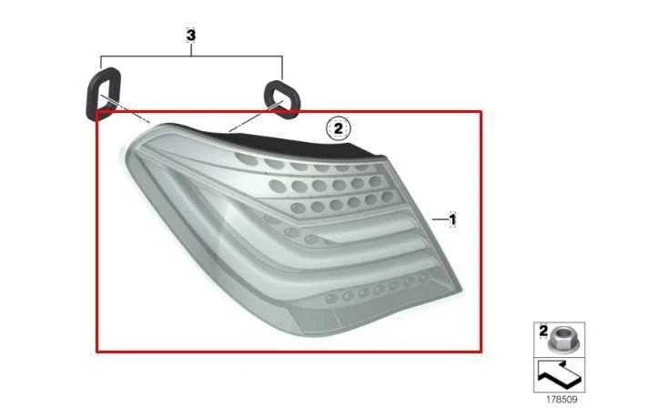 Lâmpada traseira traseira direita do passageiro 2013-2015 BMW 750I xDrive 63217300270 - Imagem 2 de 4