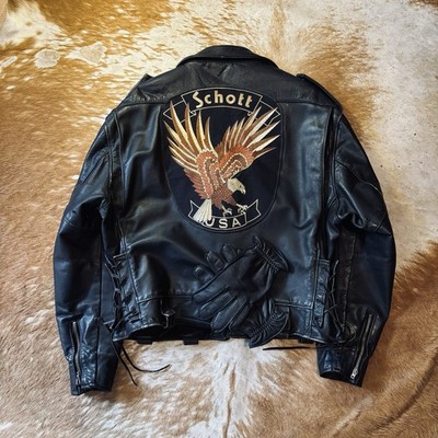 Schott Lederjacke Perfecto Size 48 Made In Usa With Rare Backpatch