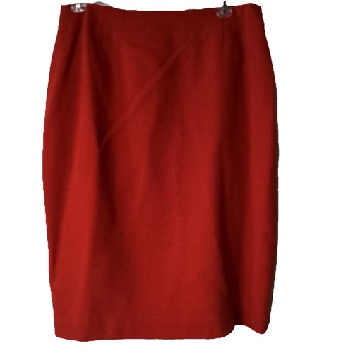 Linda Allard Ellen Tracy Pencil Skirt Size 12 Red Wool Secretary Career Vtg