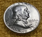 1956–P 50c Franklin Half Dollar. (auc9) Free Shipping.