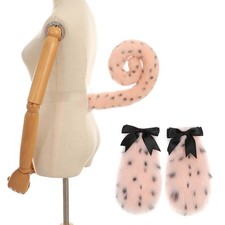 Foxes Ears Tail Set Halloween Cosplay Party Foxes Costume Ear Headband with Tail