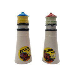 Vintage Lighthouse Salt Pepper Shakers Boston MA Souvenir 1950s Coastal Kitsch