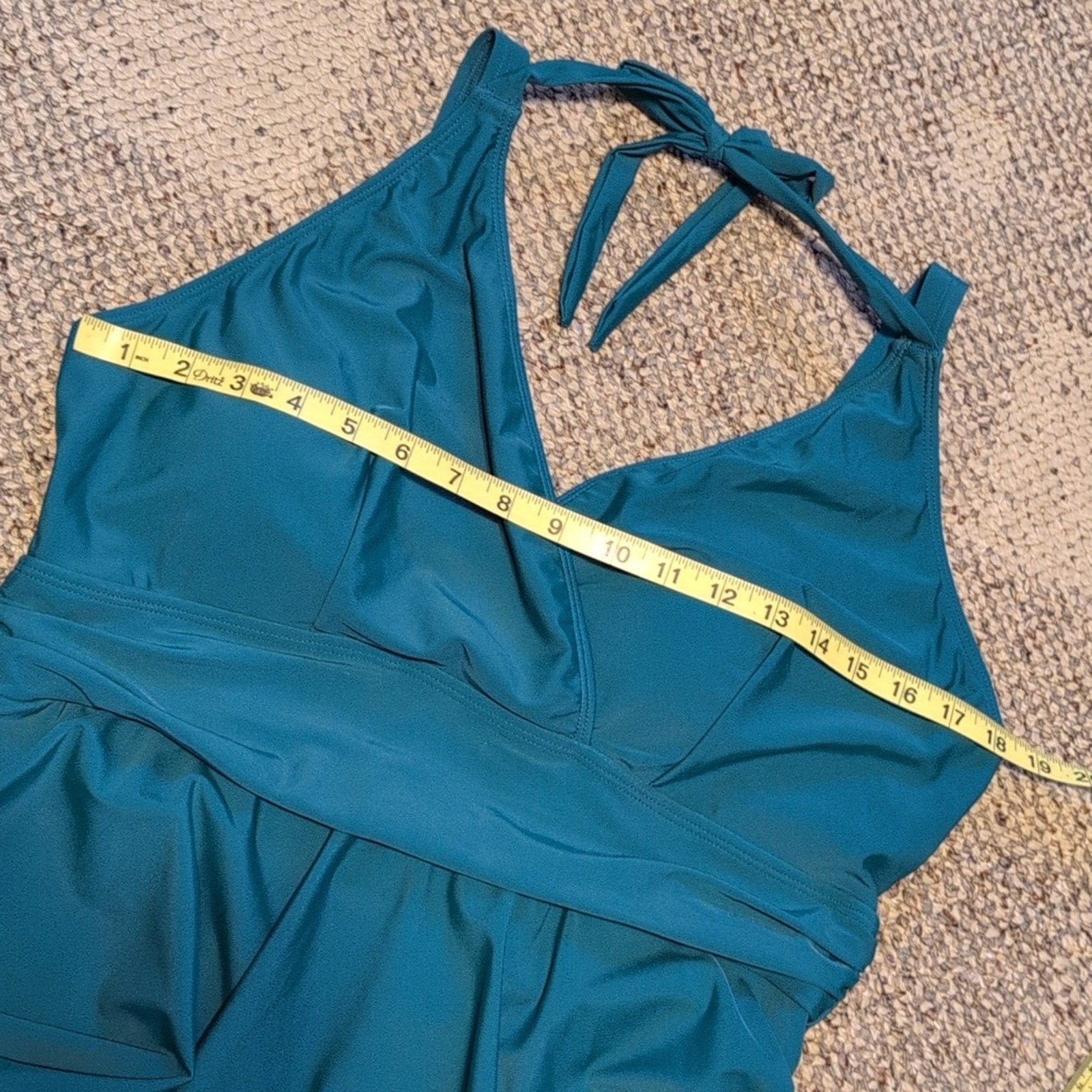 Bloomchic Teal Solid Ruffle Hem Empire Waist Halt… - image 5