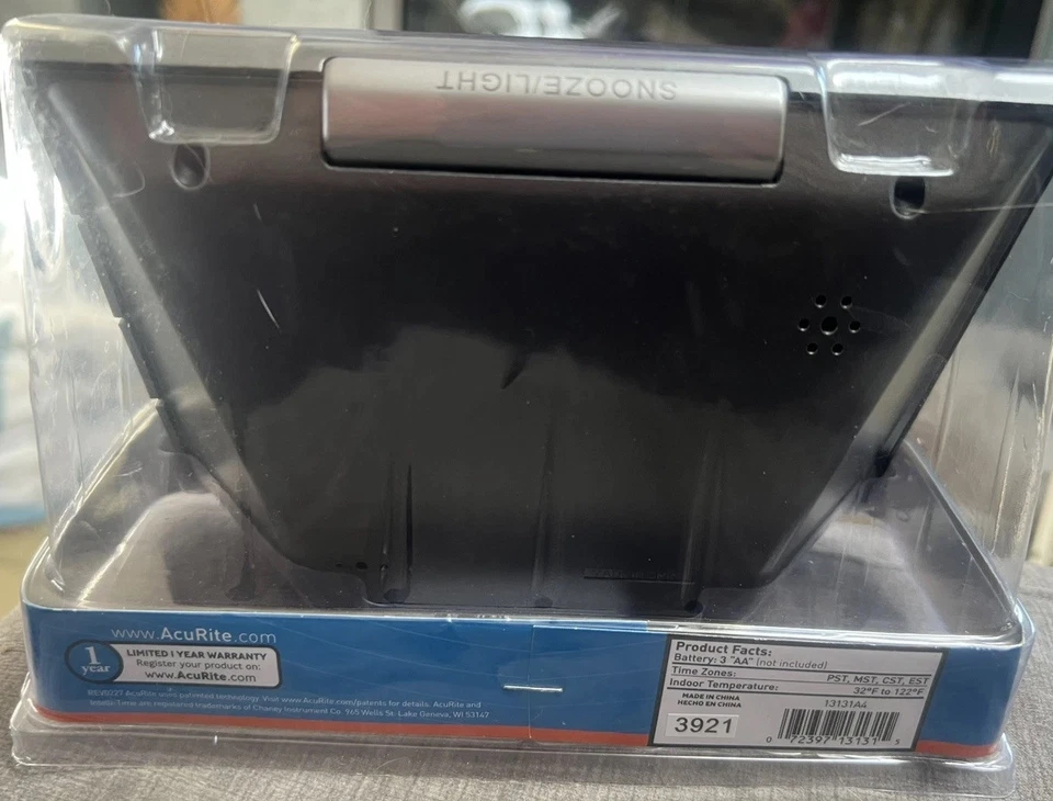 Reloj despertador atómico AcuRite con fecha, día de la semana y temperatura ~ sellado nuevo Foto 3 de 4