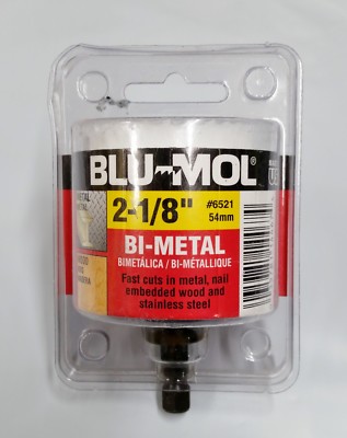 Blu-Mol 2-1/8'' Hole Saw Bit With Arbor Bi-Metal, 1-3/4'' Depth, #6521, Lot of 1
