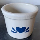 RRP Co Roseville Blue Heart 1 pint small crock