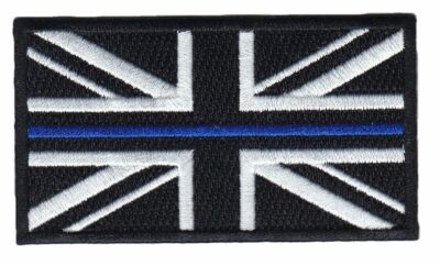 Dünne blaue Linie Union Jack bestickt Patch-Haken & Schlaufe Unterstützung Polizei UK