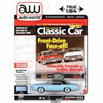 AUTO WORLD AWSP047 B HEMMINGS CLASSIC CARS 1967 CADILLAC ELDORADO 1/64 BLUE