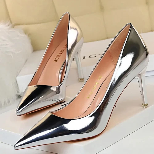 Scarpe donna decolte vernice pelle tacco alto a punta stiletto sexy matrimonio - Foto 19 di 45