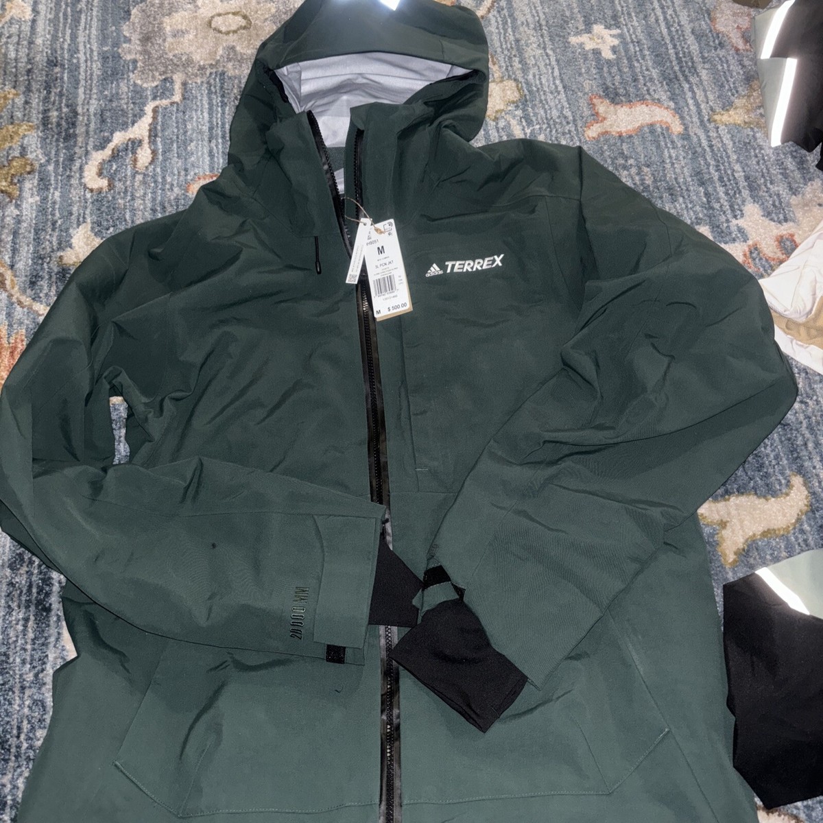 Adidas NEW Terrex 3 layer green alpine snow jacket Mens Size