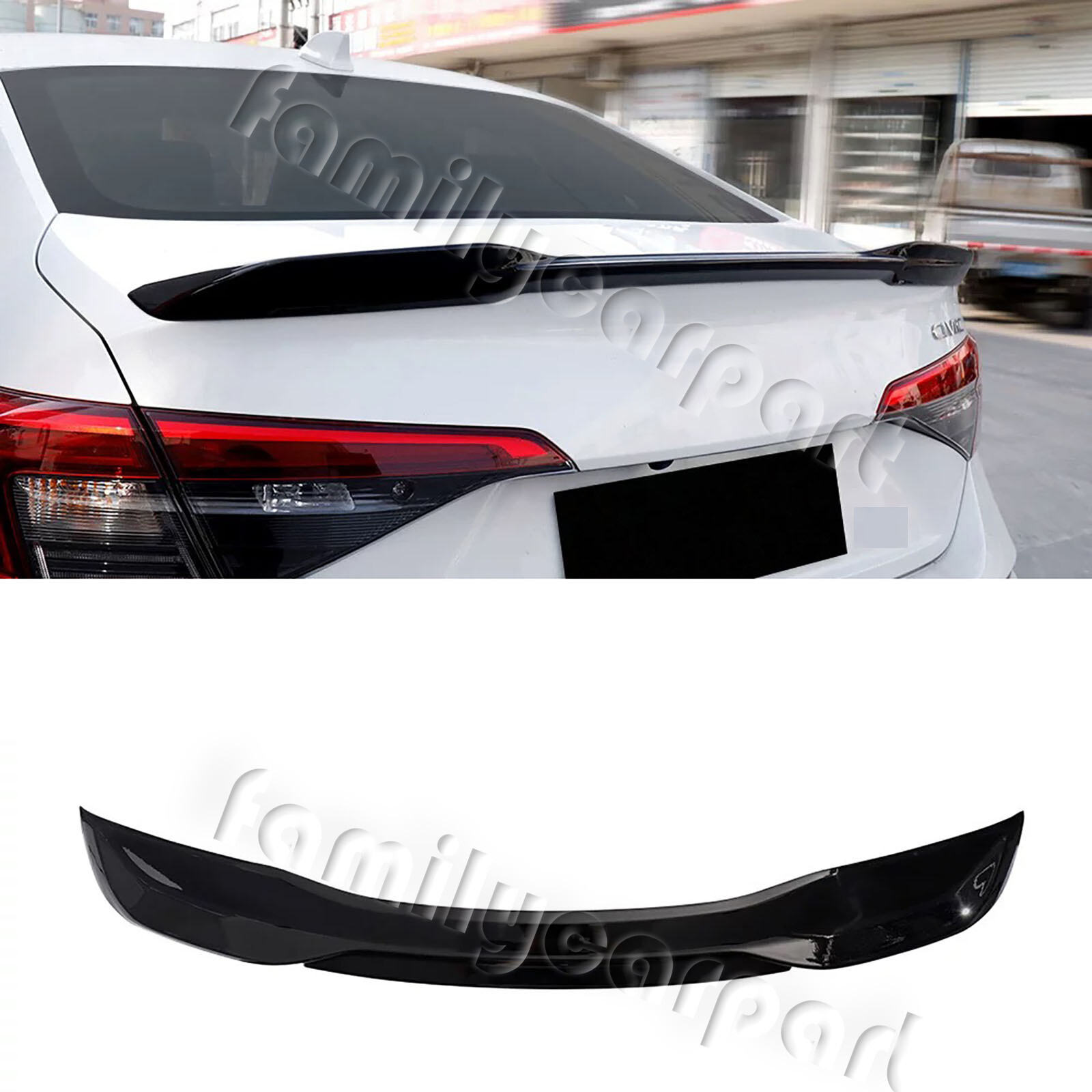 2021-2025 Honda Civic Sedan Gloss Black Rear Trunk Spoiler Wing Splitter