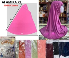 XL Al Amira 100% Cotton Hijab Solid Pull On Slip On Instant Hijab 20+ Colors