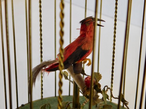 Antique Singing Bird Automaton Music Box Germany Griesbaum Brass Cage Wind UP - Picture 4 of 16