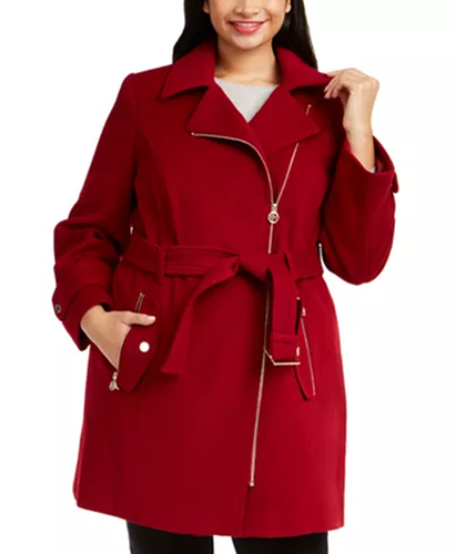 Asymmetrical Belted Coat RED 3X Wool | eBay