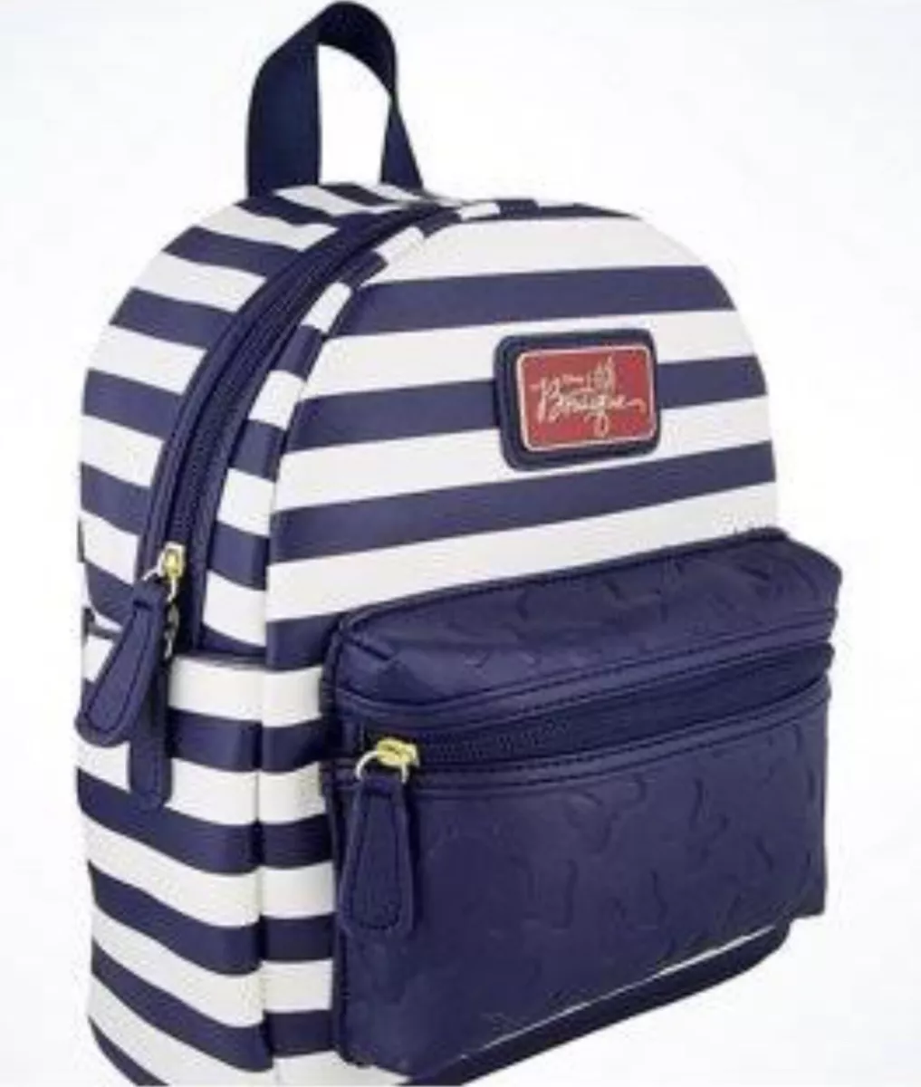 Blue and white striped backpack cheap