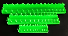 76pc LIME GREEN SAE GOLIATH INDUSTRIAL SOCKET TRAY RACK RAIL HOLDER DEEP SHALLOW