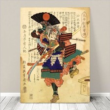 Vintage Japanese SAMURAI Warrior Art CANVAS PRINT 24x18"~ Kuniyoshi Hero #219