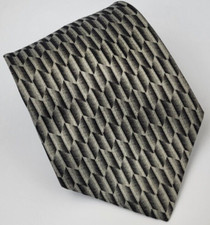 DKNY Silk Tie Silver Black Gray Geometric Men Necktie 56 x 4