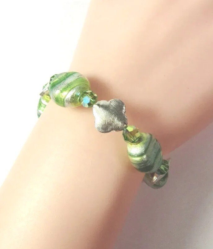 All Solid Sterling 925 Silver Toggle Clasp Glass … - image 3