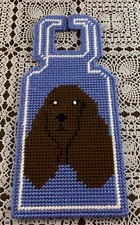 Handmade Needlepoint Chocolate Brown Cocker Spaniel Door Hanger Sign Brand New