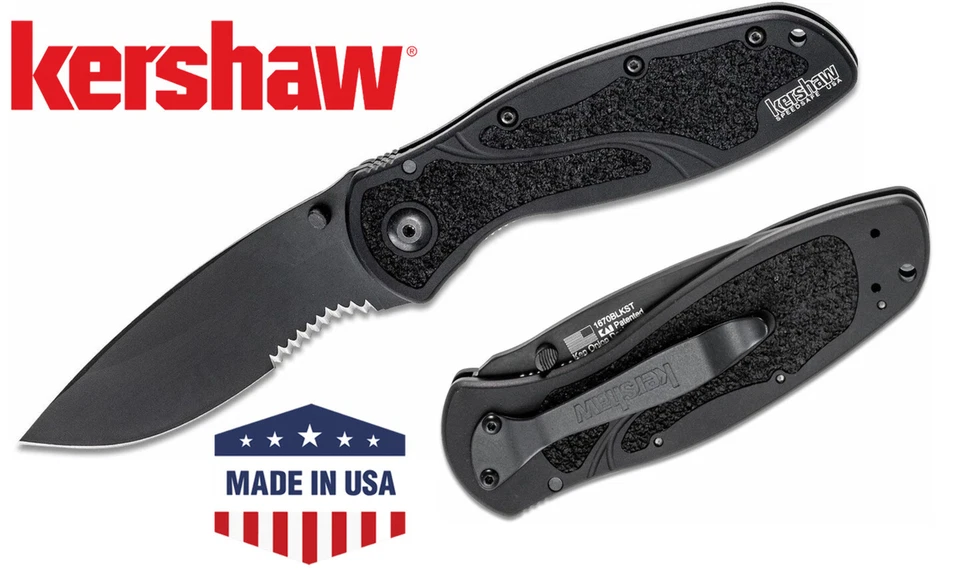 Cuchillos plegables de apertura asistida SpeedSafe con punto de caída desenfoque Kershaw 1670BLKST Foto 2 de 4