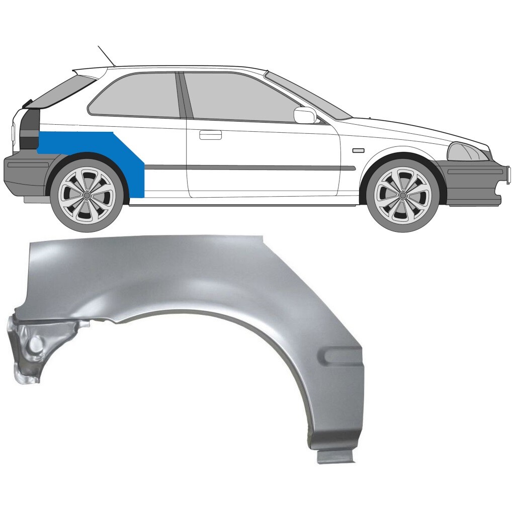 HONDA CIVIC 1995-2001 3 DOOR REAR WHEEL ARCH REPAIR PANEL REAR WING / RIGHT RH