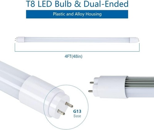 2-Pack T8 T12 18W LED Tubes, High Brightness 2250LM, Ballast Bypass Compatible - Picture 4 of 9