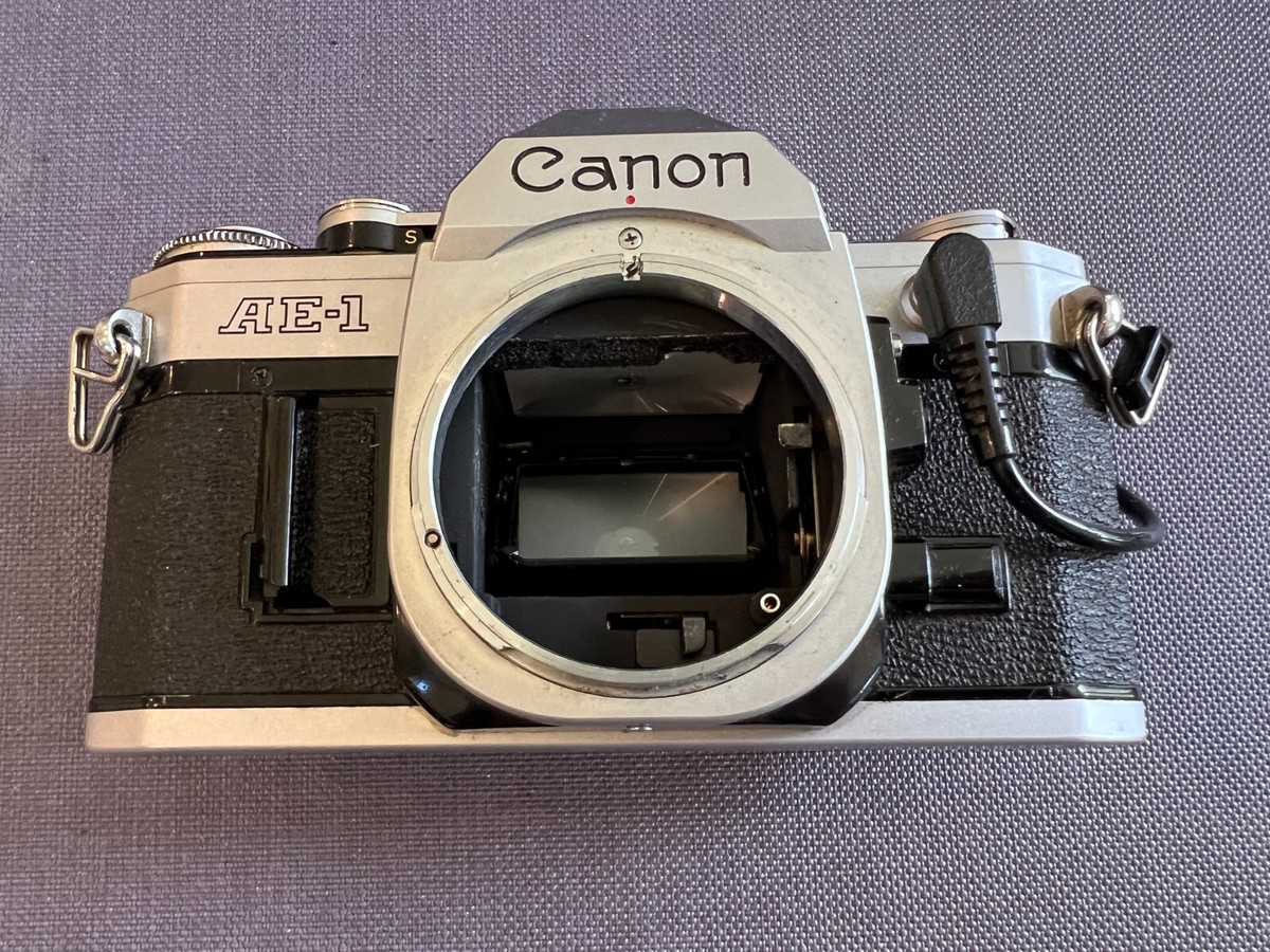 Canon AE-1 SLR Film Camera Body Chrome & Black with Canon