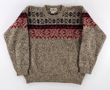 Eddie Bauer Legends VTG Y2K 100 Wool Nordic Sweater Brown Mens XL