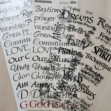 NEW Lot 4 Sheets Stickers RELIGIOUS INSPIRATION FAITH FRIENDSHIP Black Font (RR)