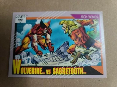 1991 MARVEL UNIVERSE CARD #93 "WOLVERINE VS. SABRETOOTH" - Photo 1/2