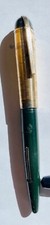 Eversharp Skyline Green & 14K Nib Lever Fountain Pen Gold Filled Striped Cap Vtg