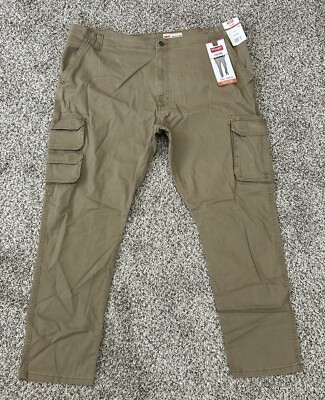 New Wrangler Five Star Regular Fit Taper Leg Cargo Pants Beige 42 X 30