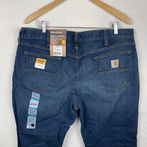 Carhartt Dark Wash Blue Denim Relaxed Fit Straight Leg Jeans Mens Size 40x30 - Picture 5 of 9