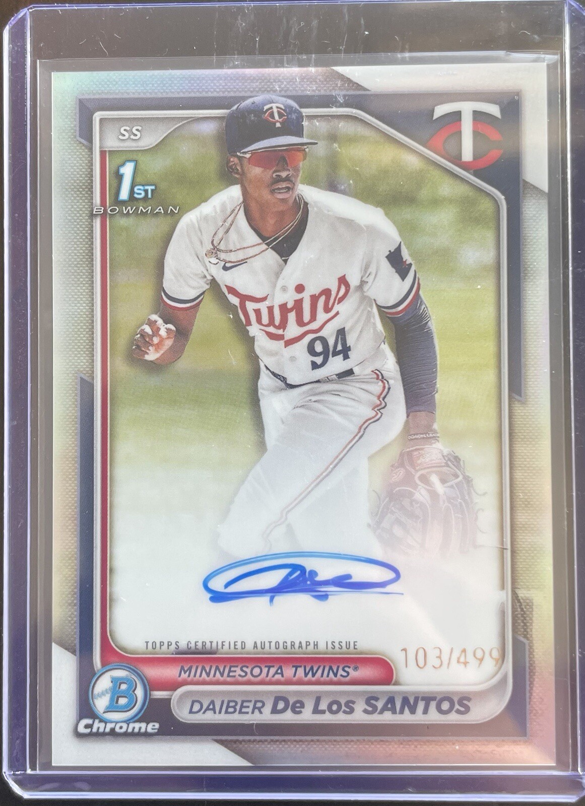 2024 Bowman Chrome 1st Daiber De Los Santos Refractor Auto /499 Twins