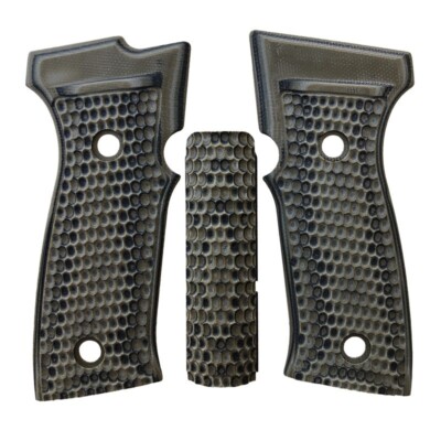 P320 AXG Grips Piranah, Green Black, Hogue G-Mascus, G10, Flat Panel SKU: 48138