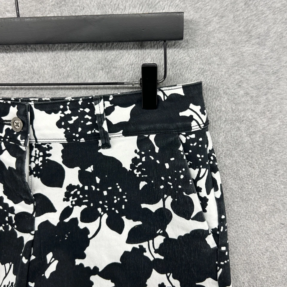 限量短裤女式 4 码黑色白色花卉平底斜纹布弹力 — 第 3/4 张图片