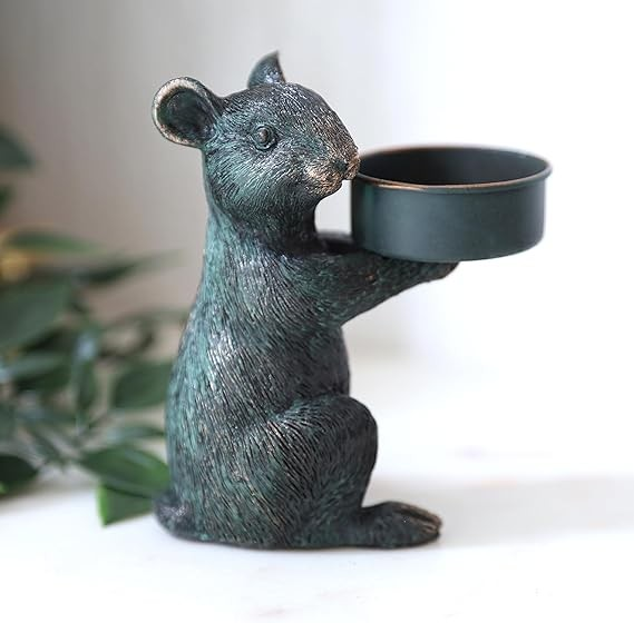 Resin Bronze Mouse Tealight Holder Mice Candle Holder Shelf Sitter Ornament Gift